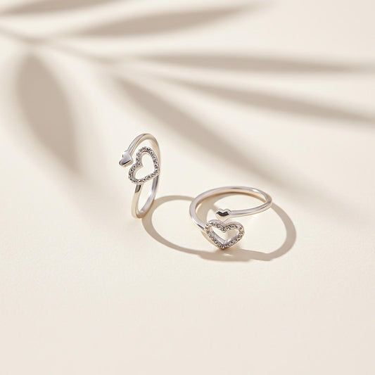 Silver Heartfelt Embrace Toe Rings