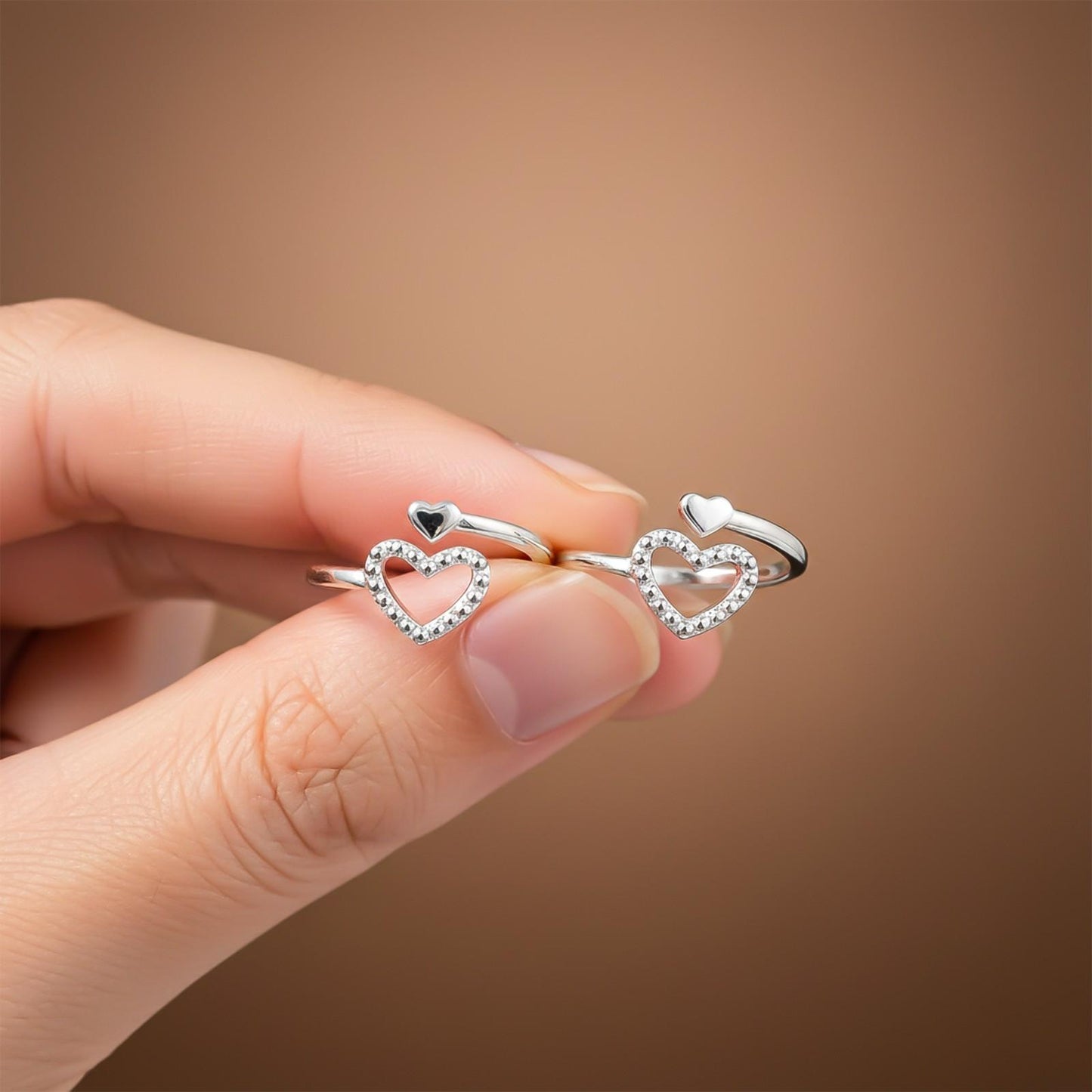 Silver Heartfelt Embrace Toe Rings