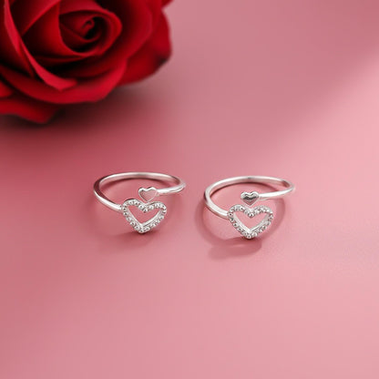 Silver Heartfelt Embrace Toe Rings
