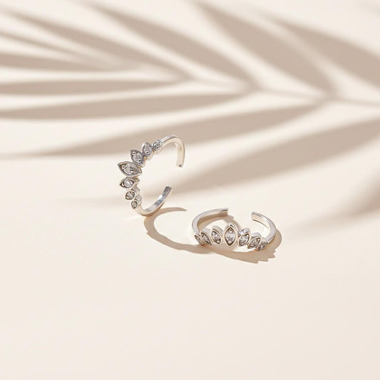 Silver Zircon Studded Crown Toe Rings