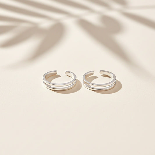 Silver Classic Liner Toe Rings