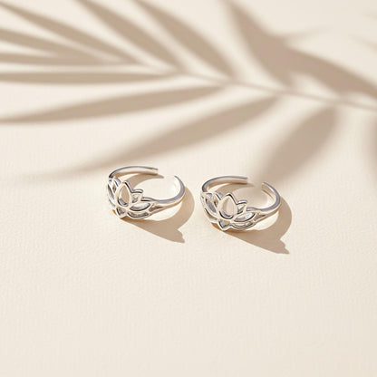 Silver Lotus Flower Toe Rings