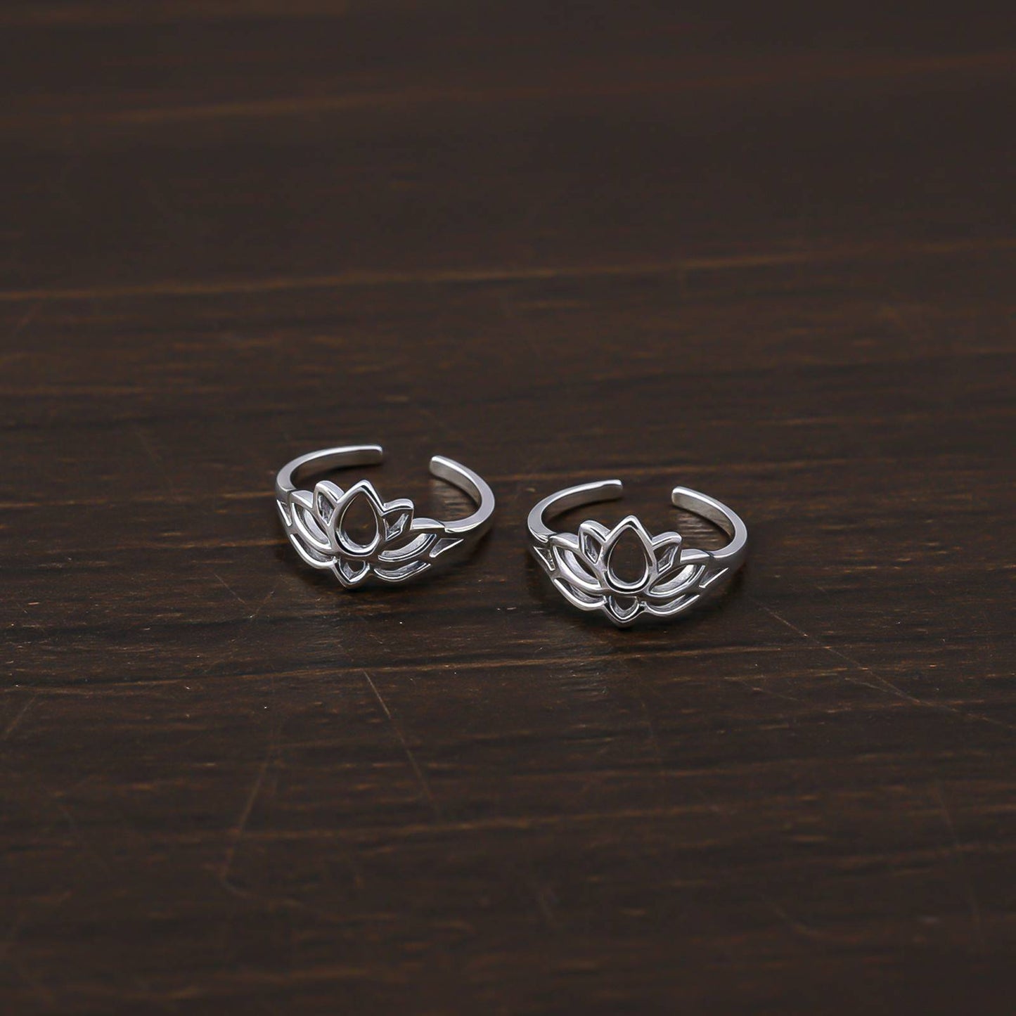 Silver Lotus Flower Toe Rings