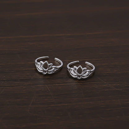 Silver Lotus Flower Toe Rings