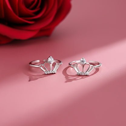 Silver CZ Royal Crown Toe Rings
