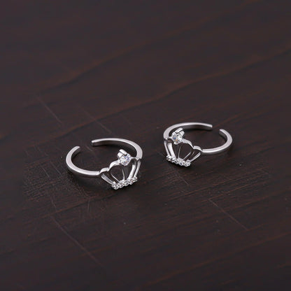 Silver CZ Royal Crown Toe Rings