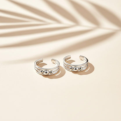 Beautiful Silver 3 Beads Toe Rings