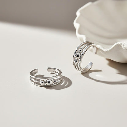 Beautiful Silver 3 Beads Toe Rings