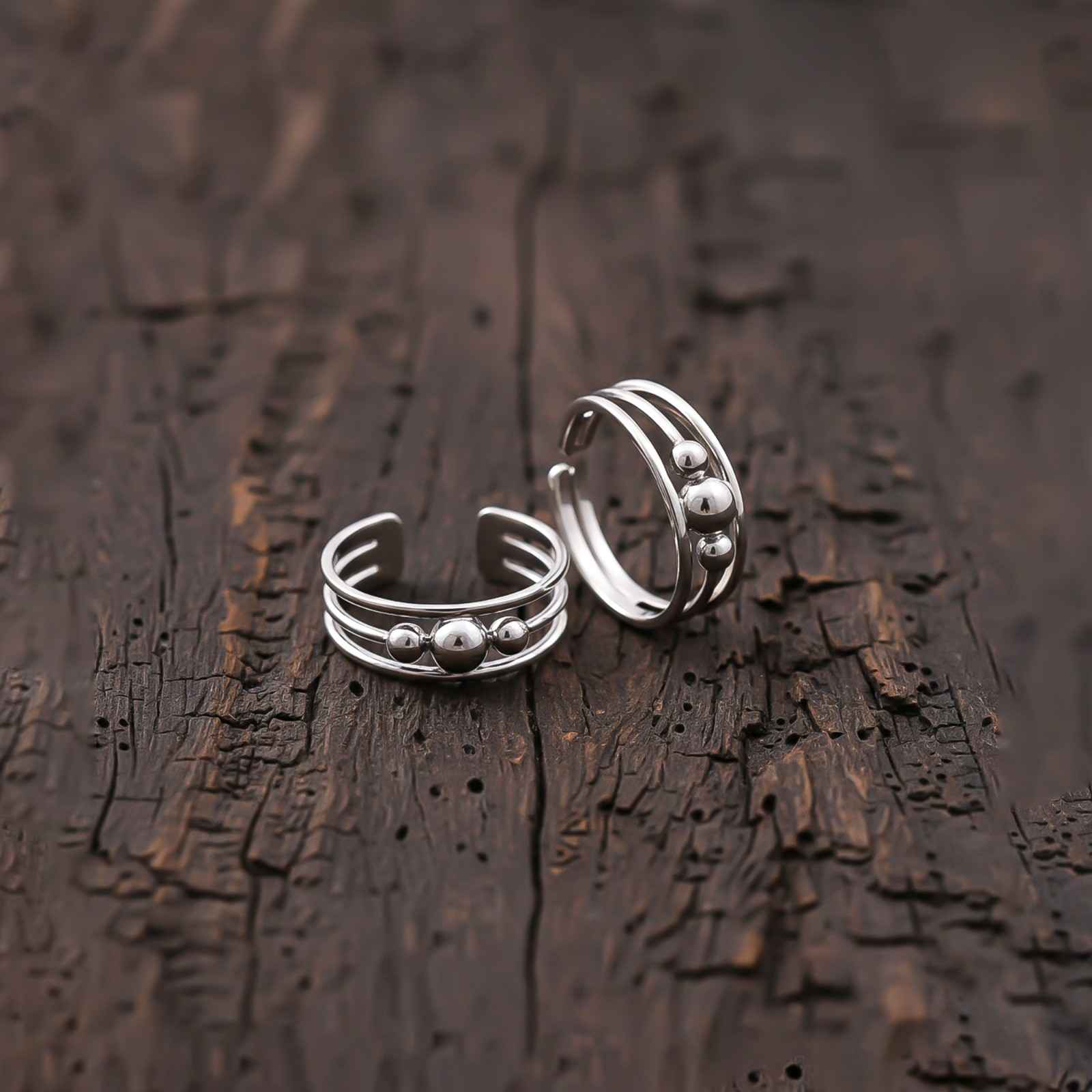 Beautiful Silver 3 Beads Toe Rings