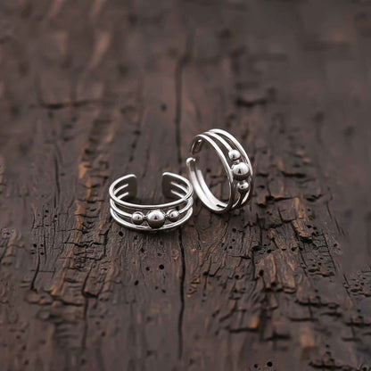 Beautiful Silver 3 Beads Toe Rings