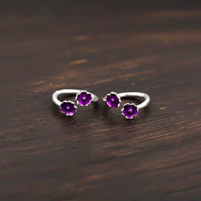 Silver Fashion Pink Flower Toe Rings