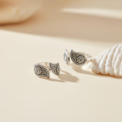 Paisley Silver Toe Rings For Women