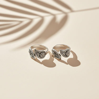 Paisley Silver Toe Rings For Women