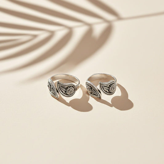 Paisley Silver Toe Rings For Women