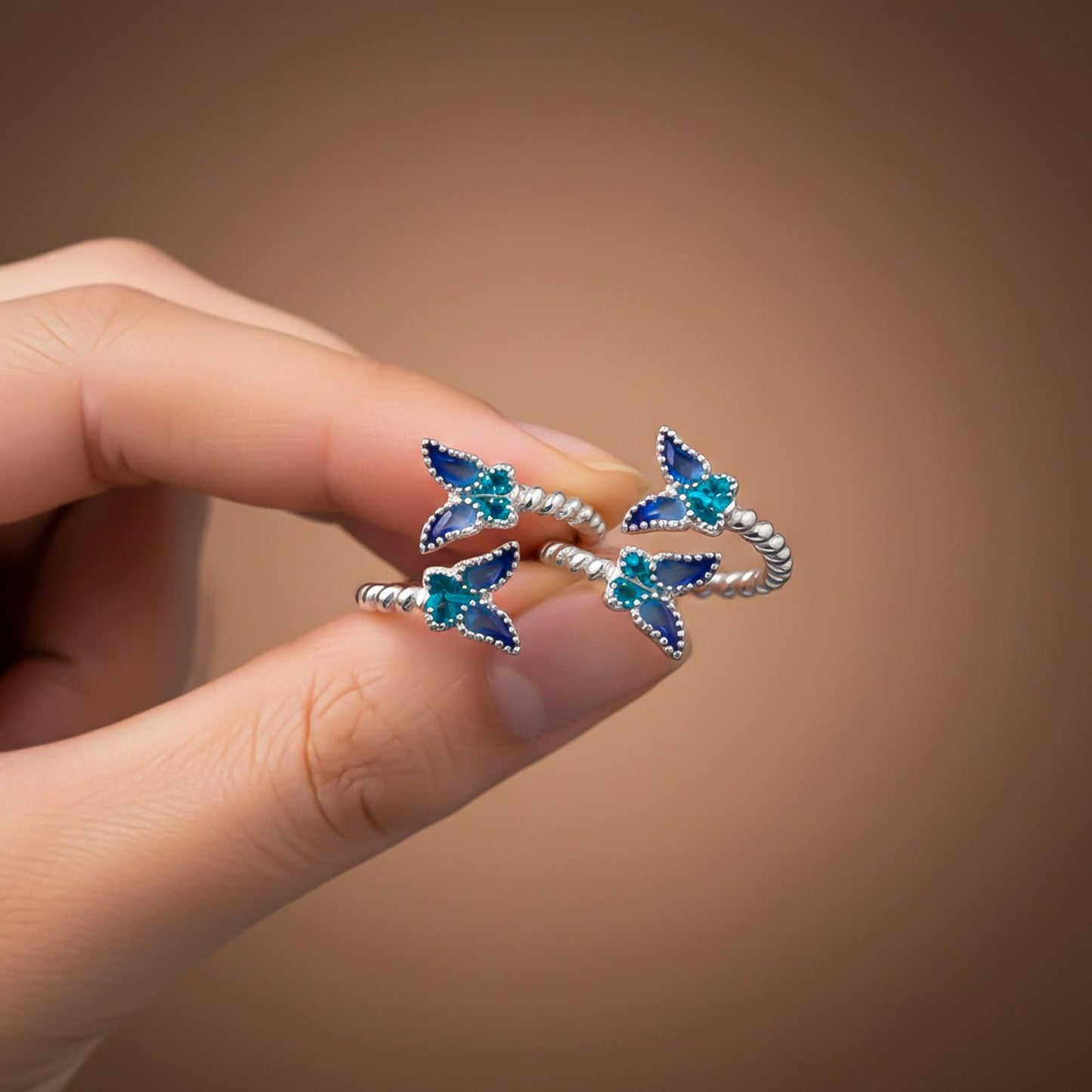 Double Butterfly Design Toe Rings