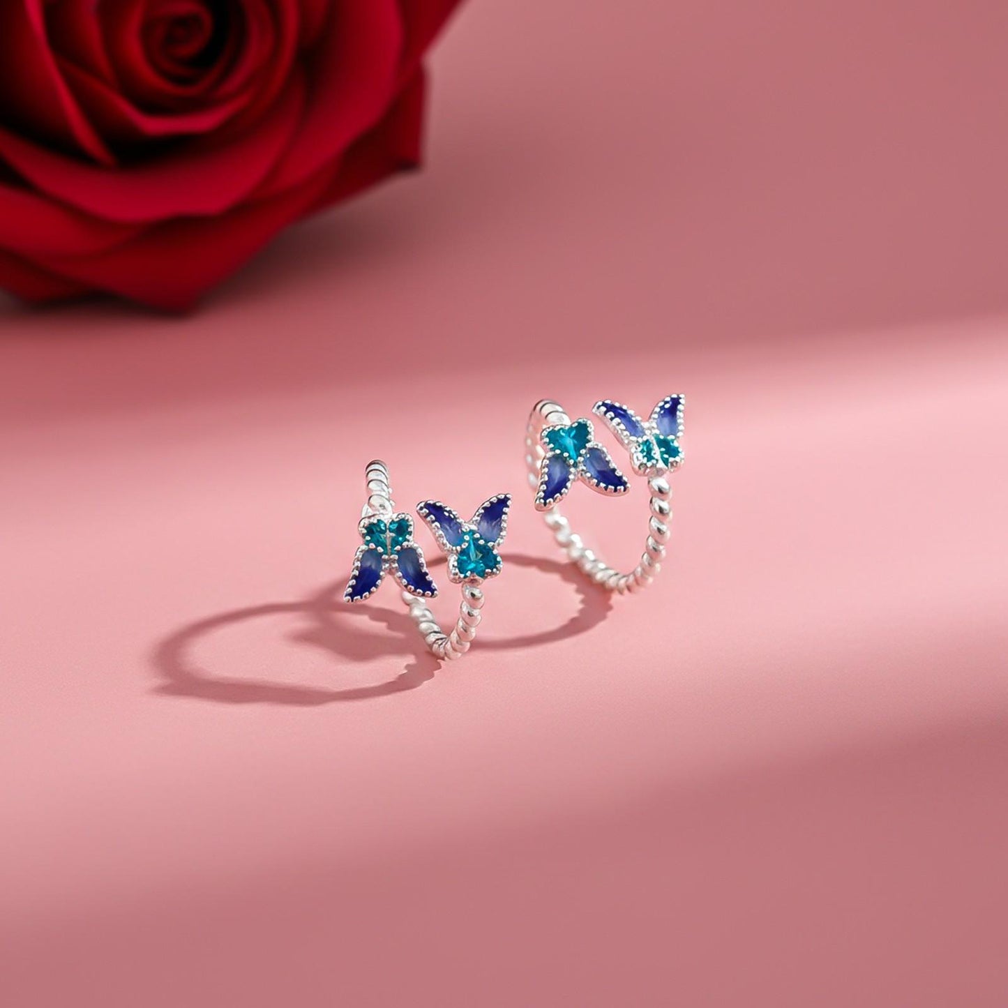 Double Butterfly Design Toe Rings
