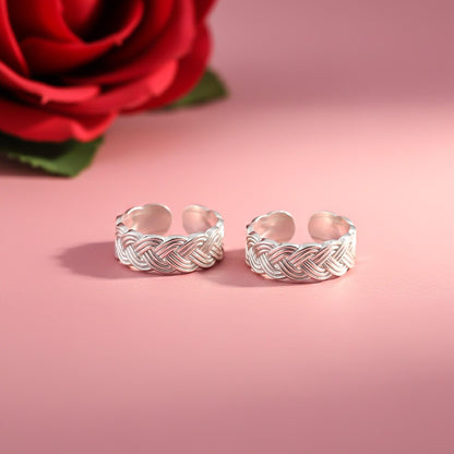 Silver Abstract Pattern Design Toe Rings