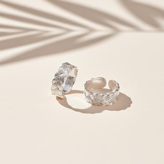 Silver Abstract Pattern Design Toe Rings