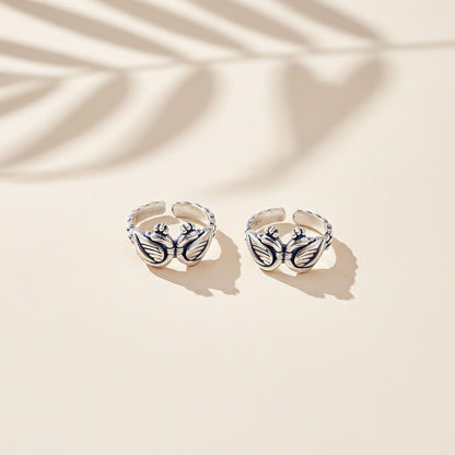 Silver Swans Toe Rings For Women