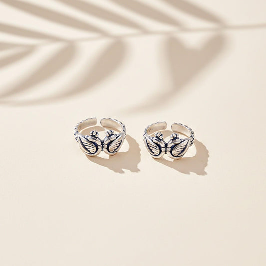 Silver Swans Toe Rings For Women