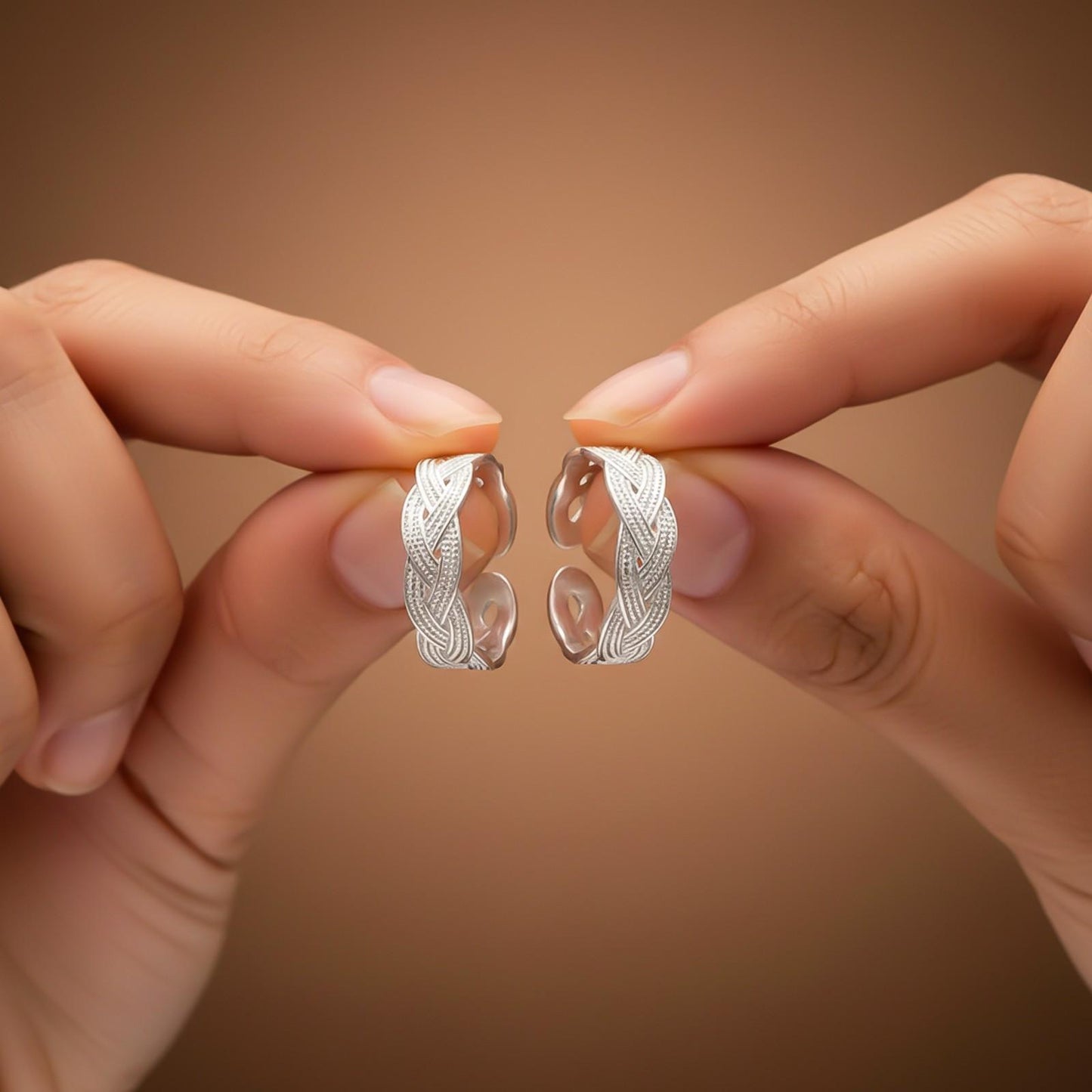 Stylish Braided Silver Toe Rings