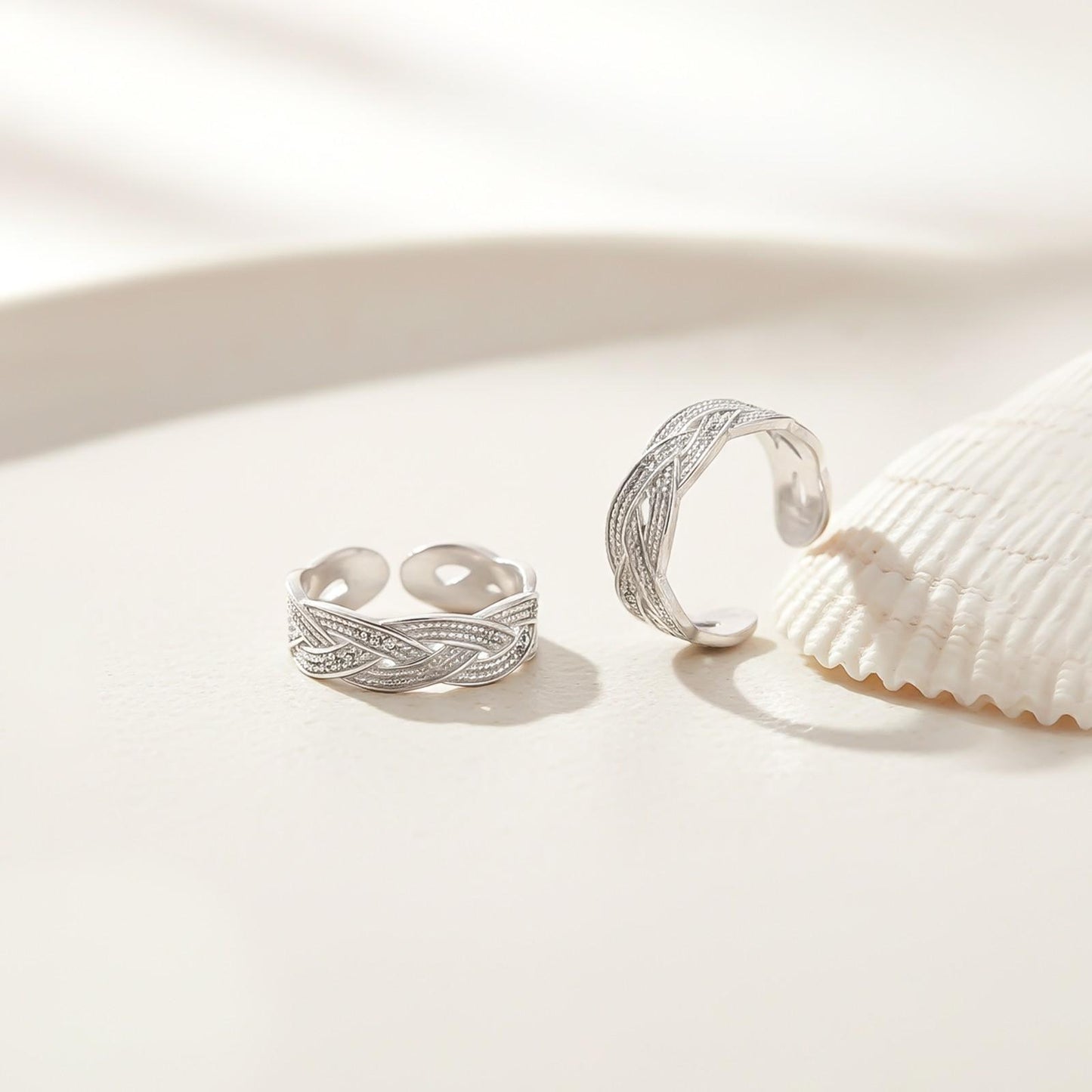 Stylish Braided Silver Toe Rings