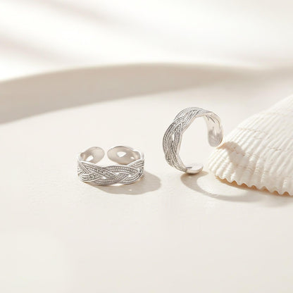 Stylish Braided Silver Toe Rings