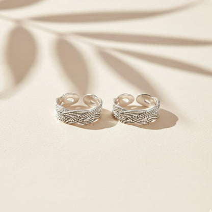 Stylish Braided Silver Toe Rings