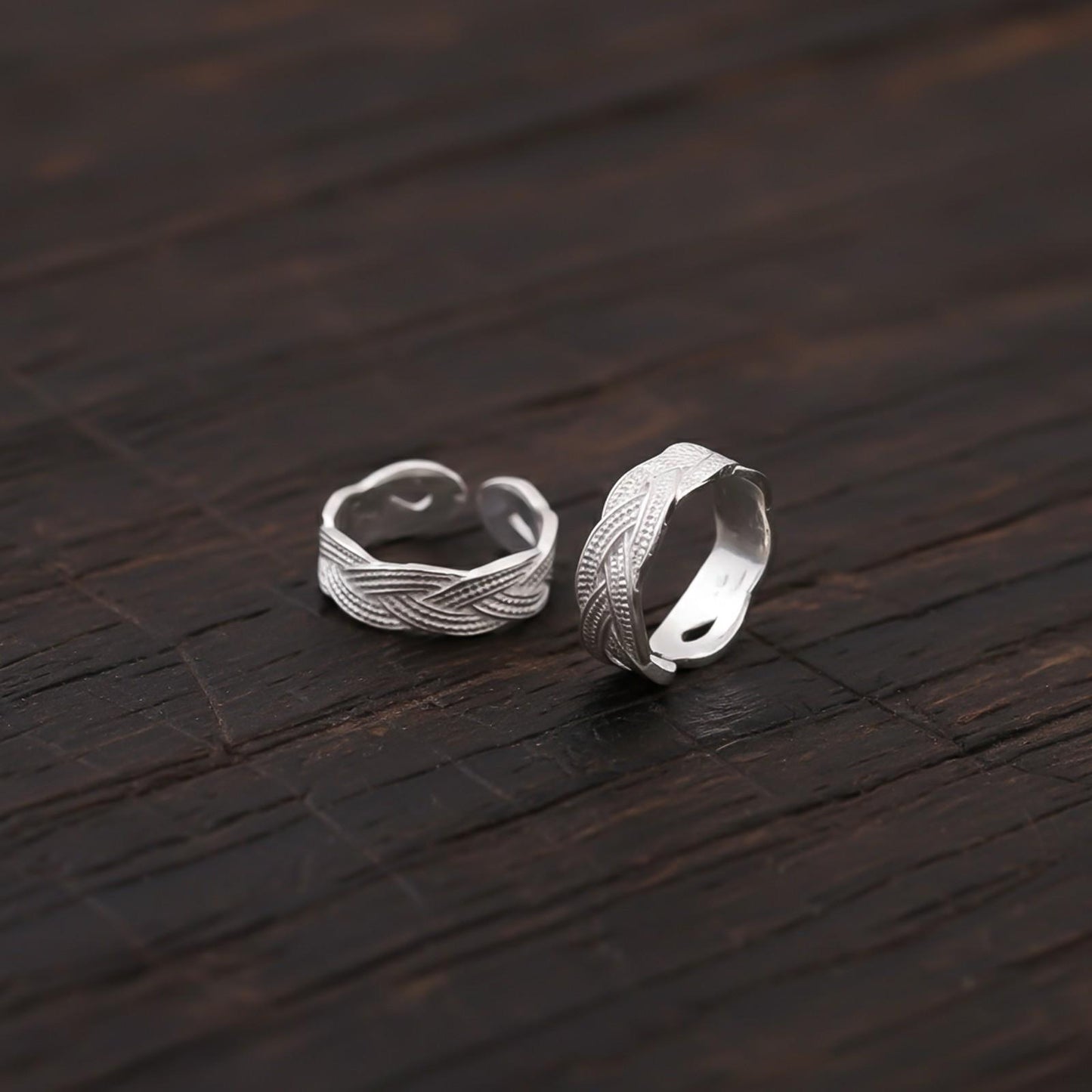 Stylish Braided Silver Toe Rings