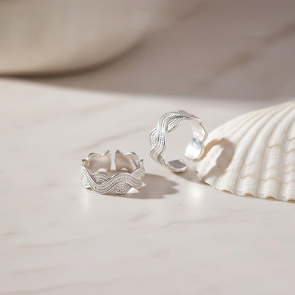 Braided Silver Toe Rings For women