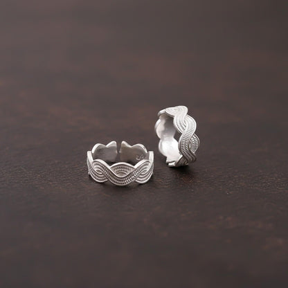 Braided Silver Toe Rings For women