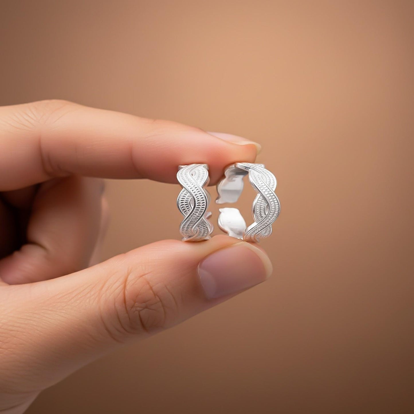 Braided Silver Toe Rings For women