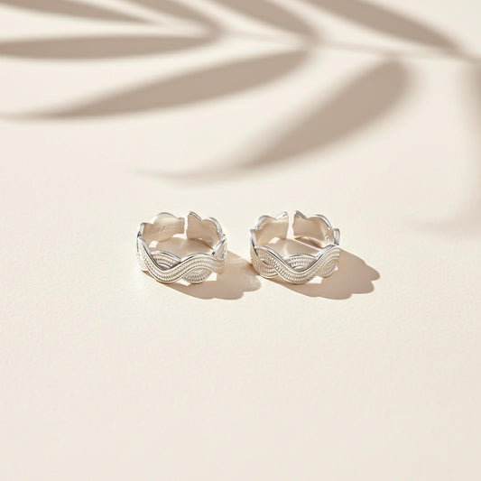 Braided Silver Toe Rings For women