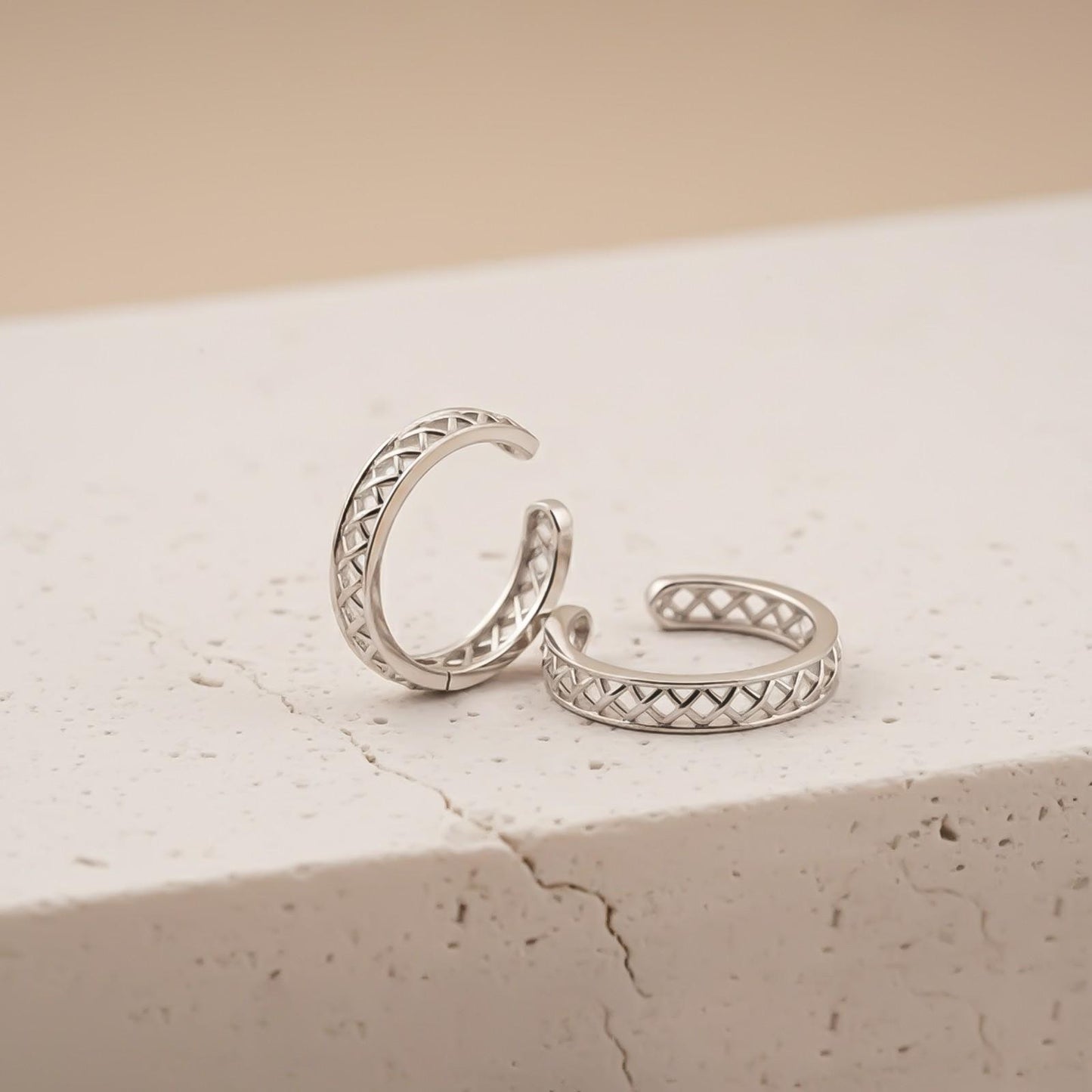 Silver Textured Open Band Toe Rings