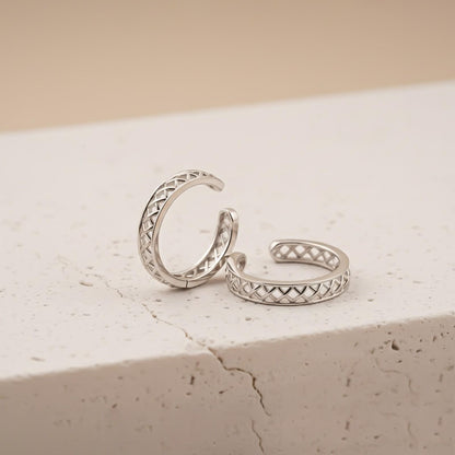 Silver Textured Open Band Toe Rings