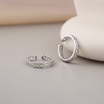 Silver Textured Open Band Toe Rings