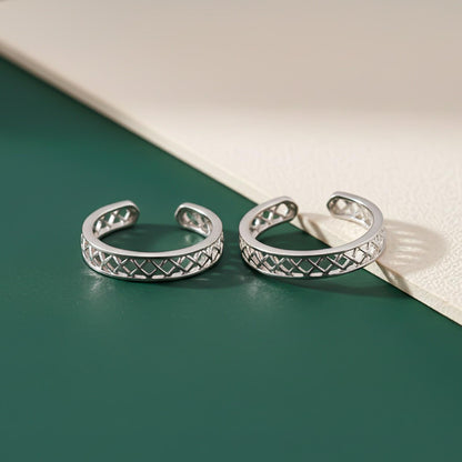 Silver Textured Open Band Toe Rings