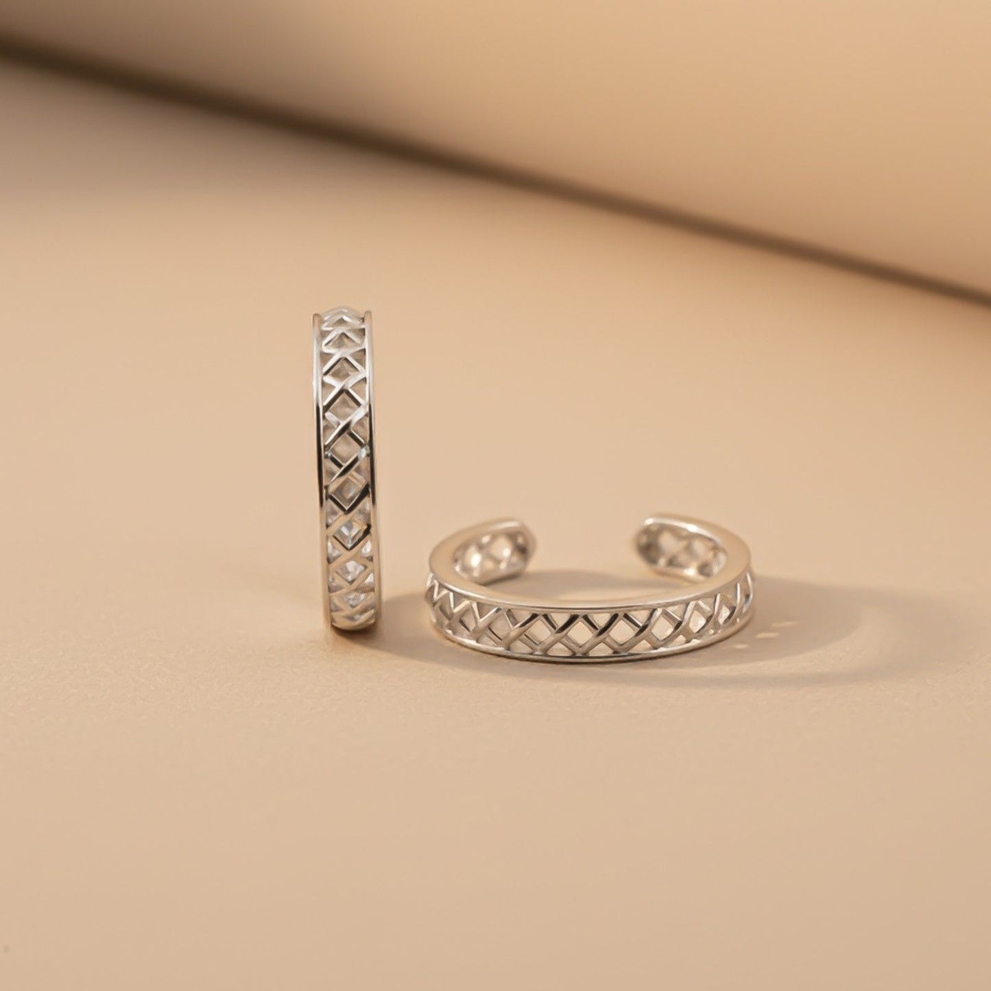 Silver Textured Open Band Toe Rings