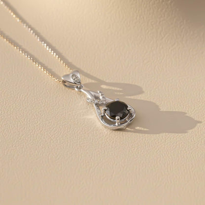Silver Black Diamond Teardrop Pendant