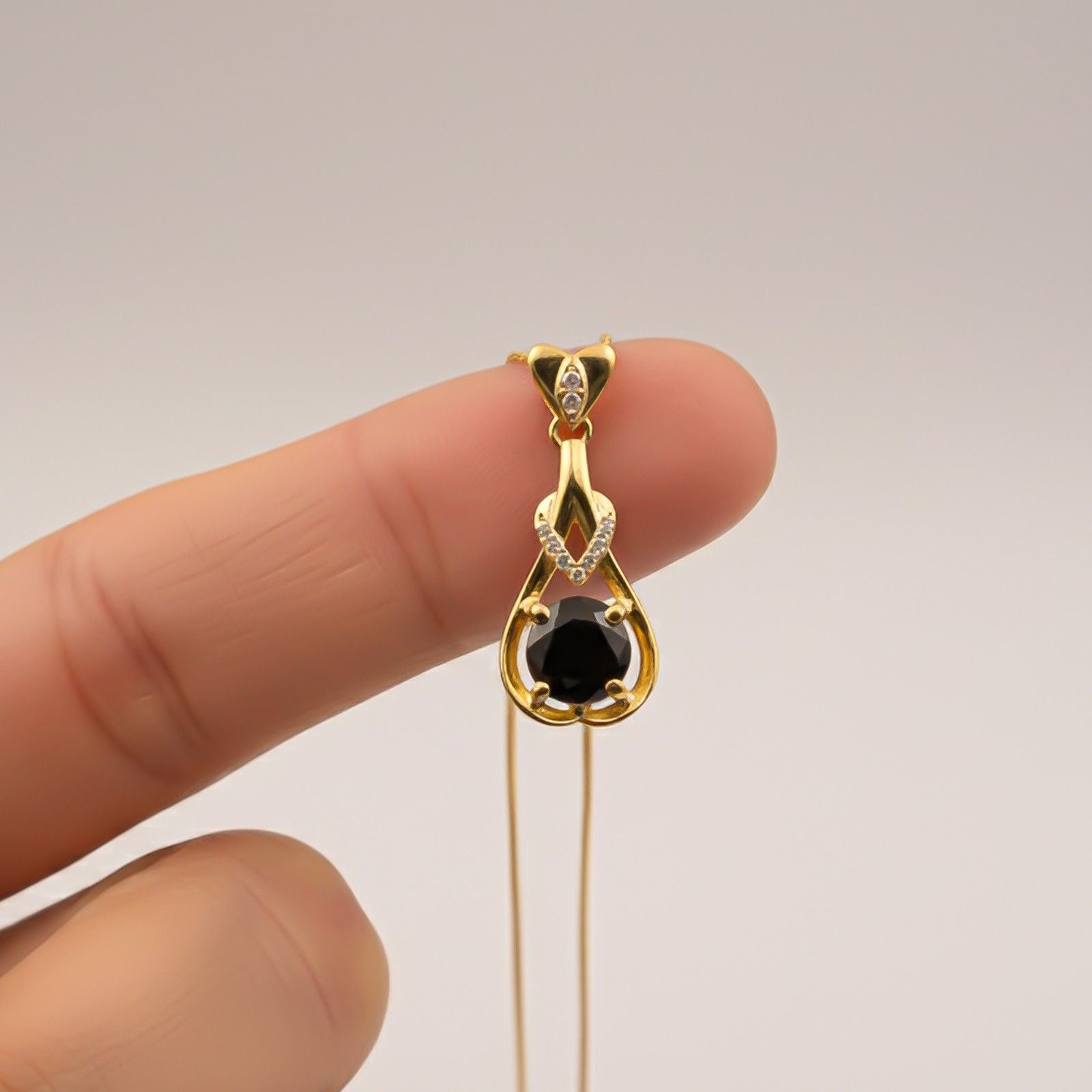 Silver Black Diamond Teardrop Pendant