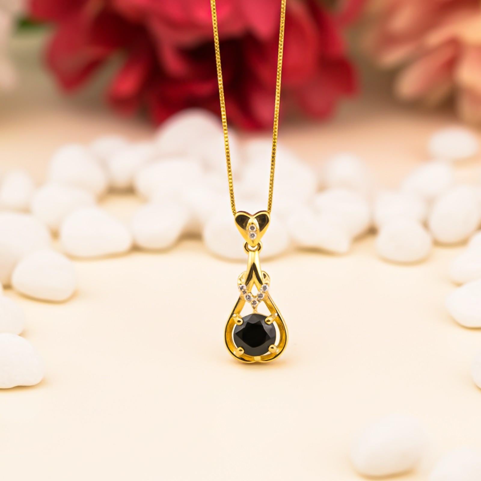 Silver Black Diamond Teardrop Pendant