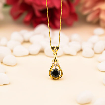 Silver Black Diamond Teardrop Pendant
