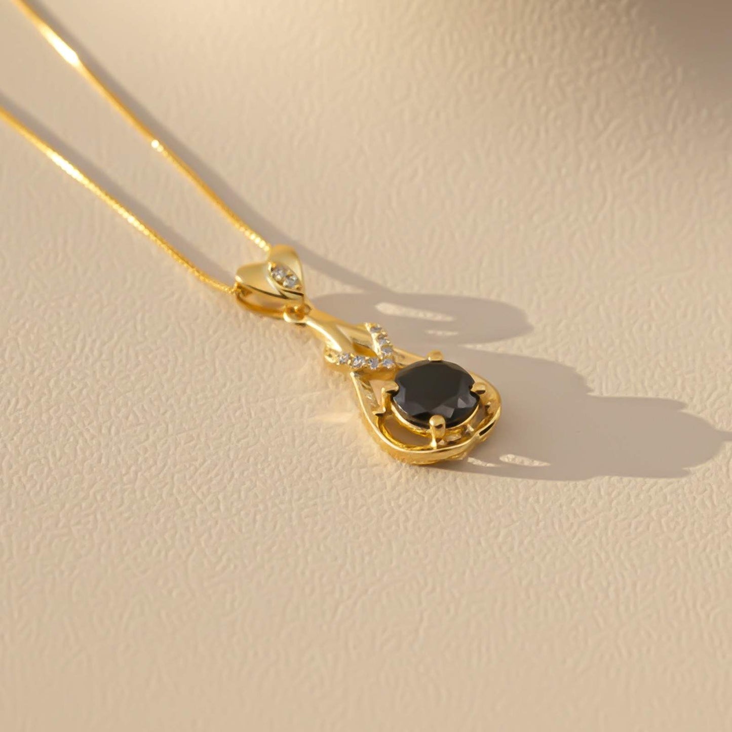 Silver Black Diamond Teardrop Pendant