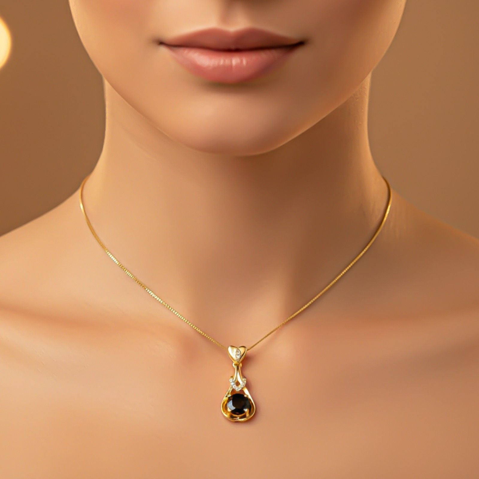 Silver Black Diamond Teardrop Pendant