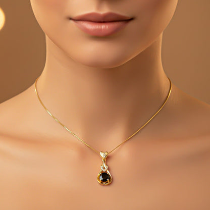 Silver Black Diamond Teardrop Pendant