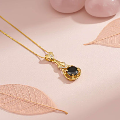 Silver Black Diamond Teardrop Pendant