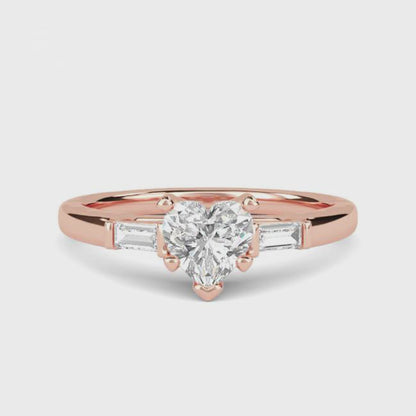 1Ctw Moissanite Lyra Modern Heart and Baguette Ring