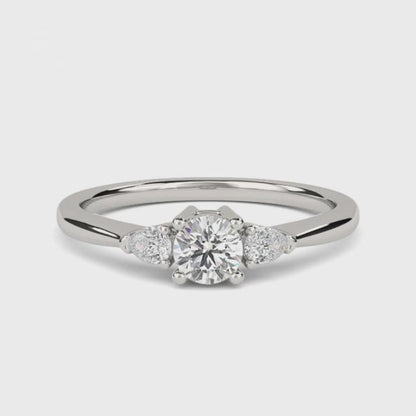 1Ct Moissanite Vega Round and Pear Trilogy Ring