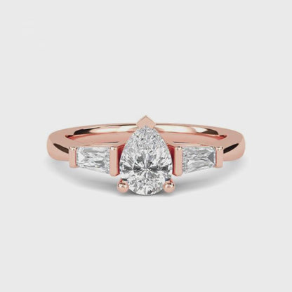 1.50Ctw Moissanite Deva Modern Trilogy Ring
