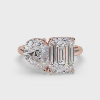 2Ctw Eternal Emerald & Pear Moissanite Ring for Her